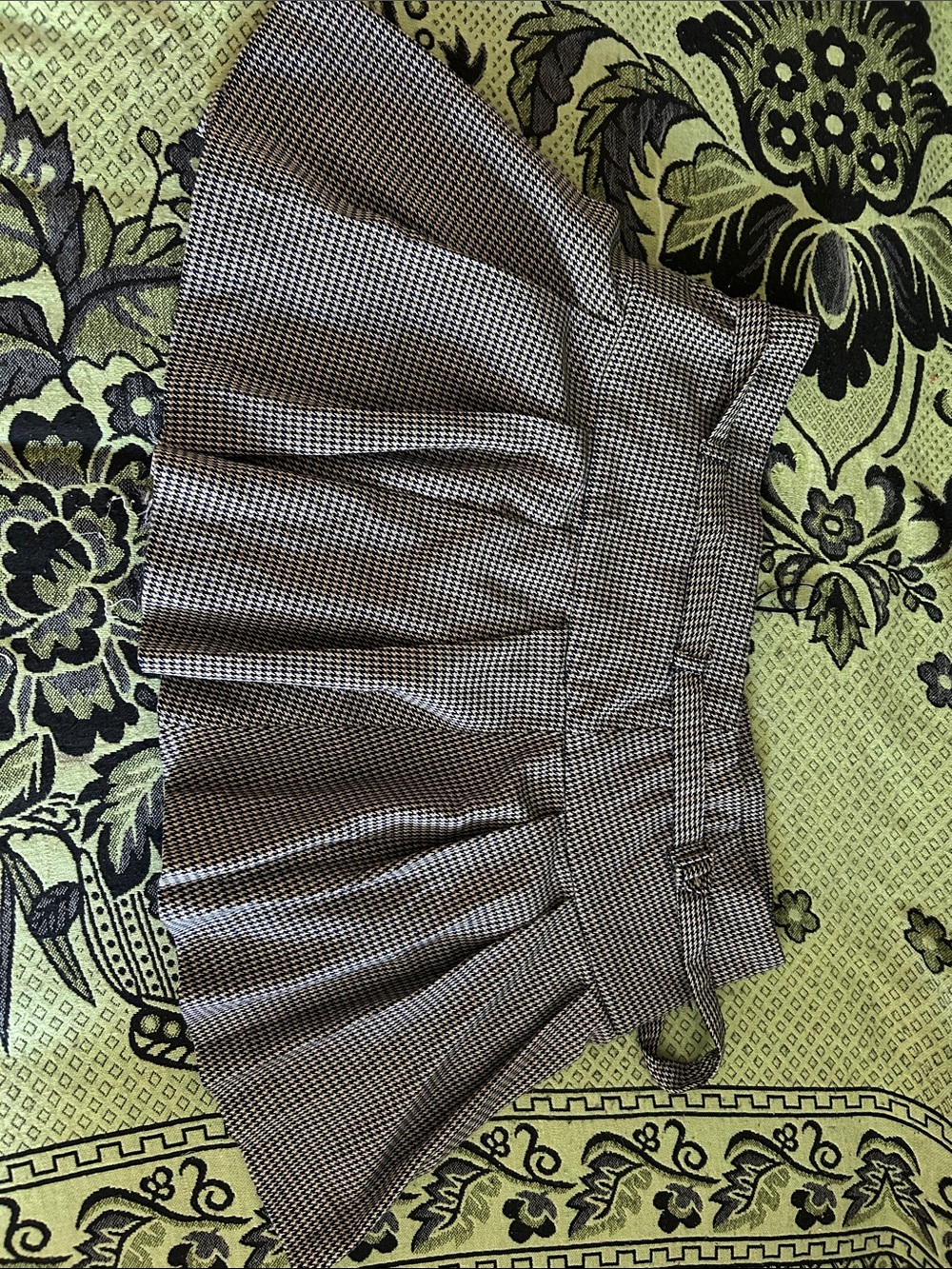 Mango Black & White Houndstooth Pleated Mini Skirt